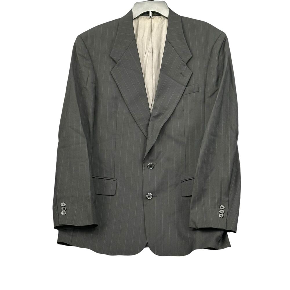 Monsieur‎ Givenchy Suit Jacket Mens 44L Black Pinstripe Sport Coat Blazer USA